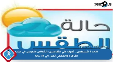 الأحد 3 أغسطس.. تعرف على التفاصيل: انخفاض ملموس في حرارة القاهرة والعظمى تصل إلى 34 درجة